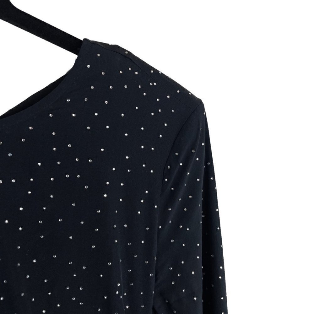 Veronica Beard Amara Ruched Silk Long-Sleeve Embellished Dress Black Size 2 - Picture 4 of 14